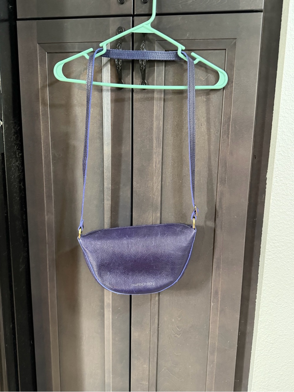 Portland Leather Blue Leather Crossbody Flap Magnetic Purse- READ FULL POST